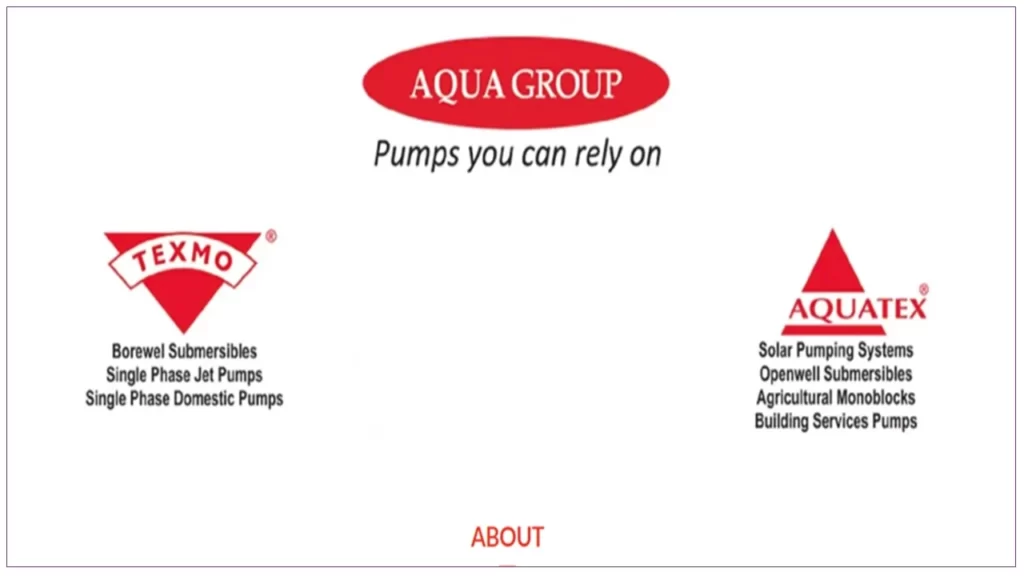 Texmo (aqua group) company logo for education purpose